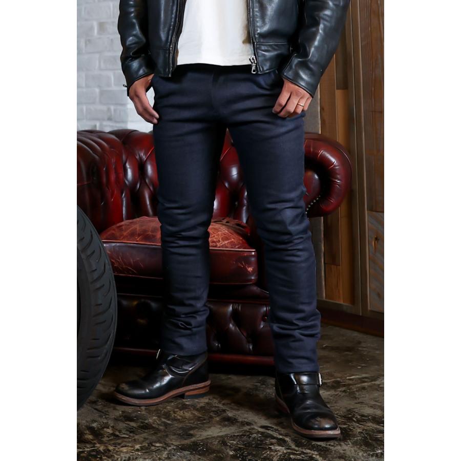 レザー バイクブーツ ブラック デニム ダーク CORDURA®︎ バイカー裏起毛デニムパンツ