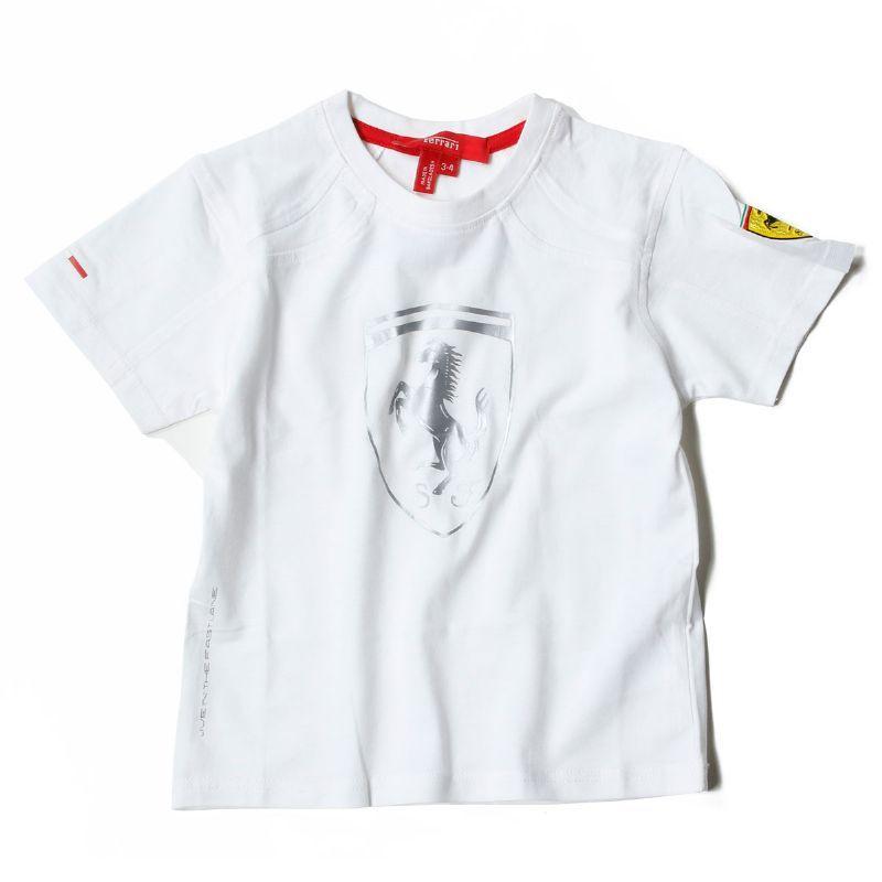 フェラーリ Tシャツ シルバー スクデット キッズ Tシャツ モータースポーツ ウェア Ferrari｜motorimoda