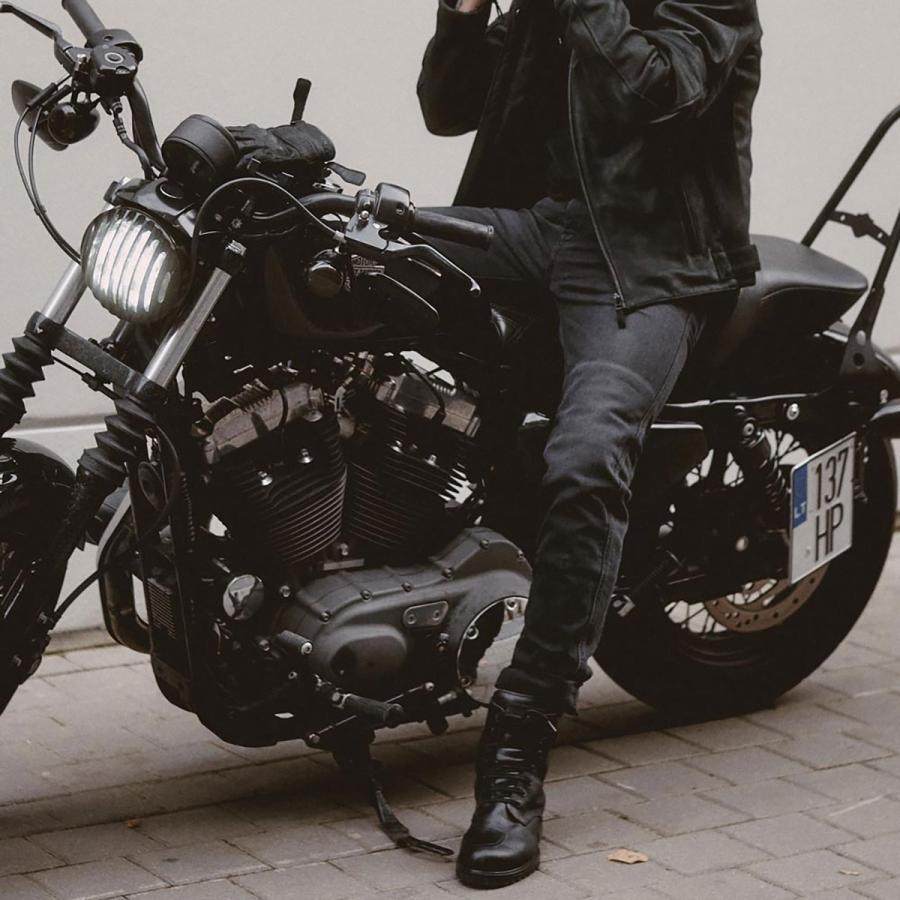 デニム パンドモト ロビー スリム ブラック ウェア パンツ Pando Moto