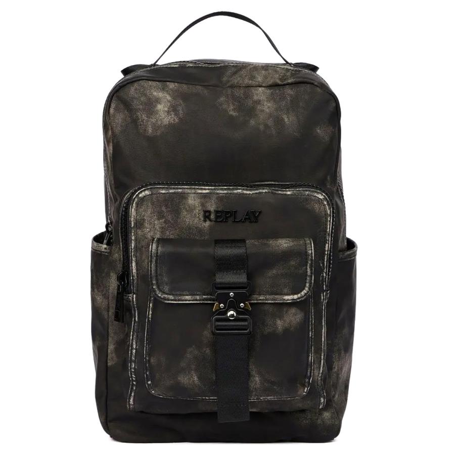 REPLAY（リプレイ） ウォッシュド ブラック バックパック バイク バッグ REPLAY BACKPACK IN WASHED BLACK ...