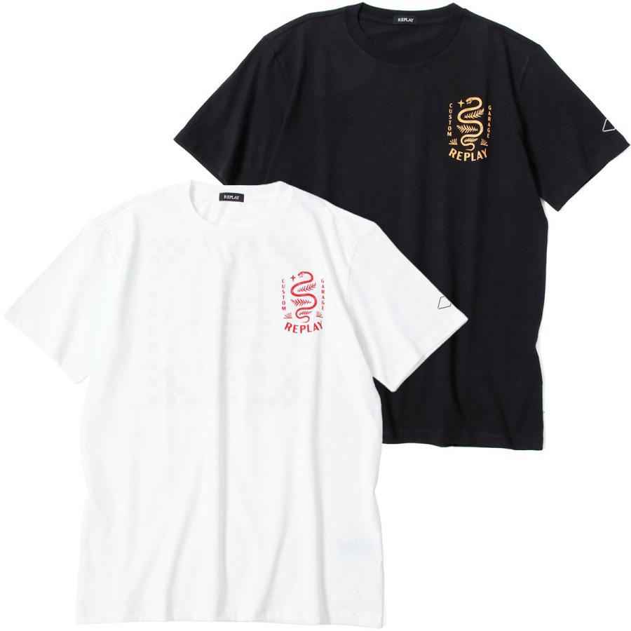 REPLAY（リプレイ） Tシャツ カスタムガレージ スネーク プリント T