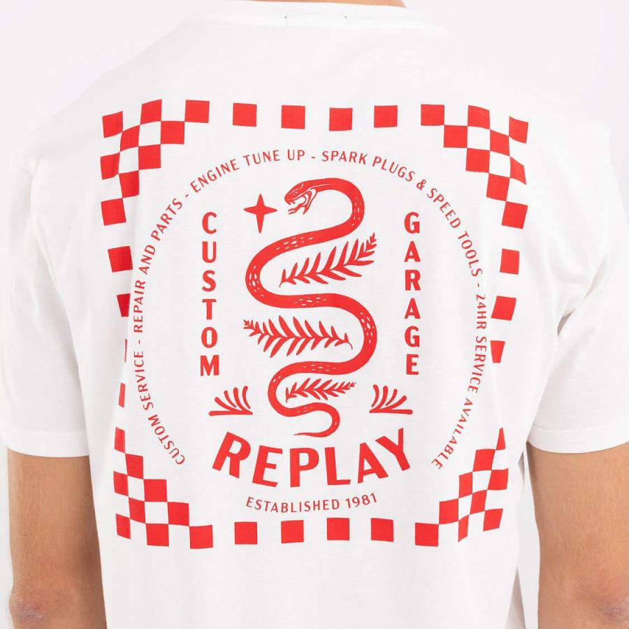 REPLAY（リプレイ） Tシャツ カスタムガレージ スネーク プリント T