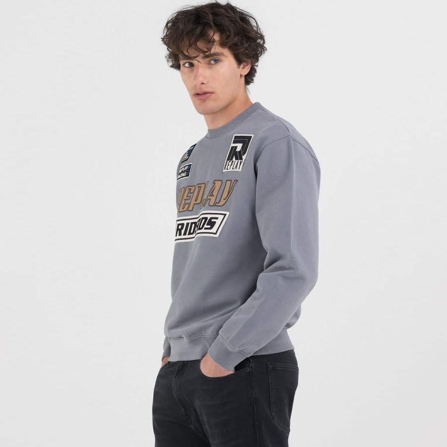 リプレイ スウェット ピーチハンド コットン フリース スウェット バイク ウェア トップス REPLAY PEACH HAND COTTON FLEECE_7