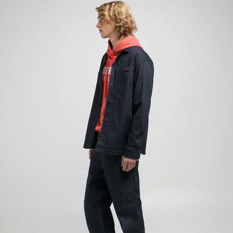 リプレイ シャツ レタリング デニムシャツ バイク ウェア トップス REPLAY DENIM SHIRT WITH LETTERINGの画像