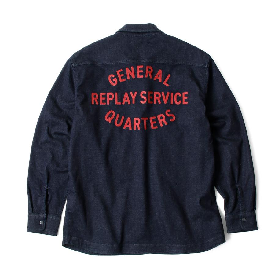 リプレイ シャツ レタリング デニムシャツ バイク ウェア トップス REPLAY DENIM SHIRT WITH LETTERINGの画像