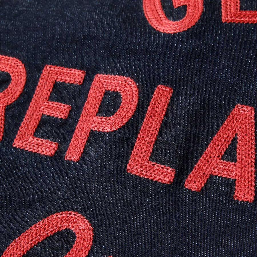 リプレイ シャツ レタリング デニムシャツ バイク ウェア トップス REPLAY DENIM SHIRT WITH LETTERINGの画像