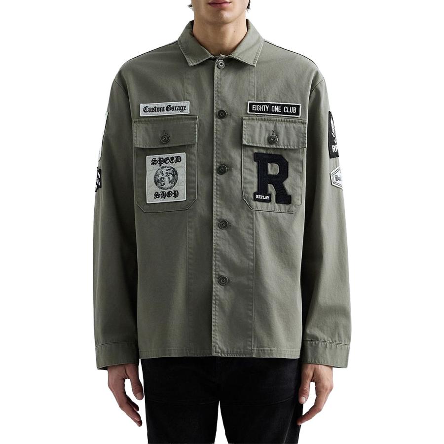リプレイ ジャケット  バイク ウェア アウター REPLAY COTTON TWILL JACKET WITH PATCHの画像