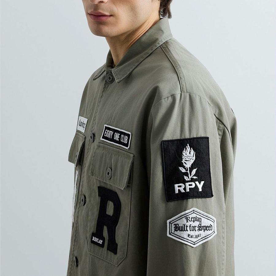 リプレイ ジャケット  バイク ウェア アウター REPLAY COTTON TWILL JACKET WITH PATCHの画像