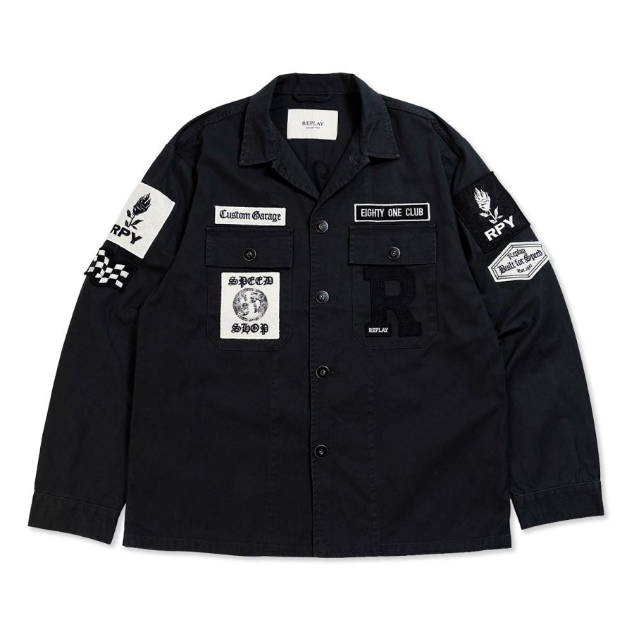 リプレイ ジャケット  バイク ウェア アウター REPLAY COTTON TWILL JACKET WITH PATCHの画像