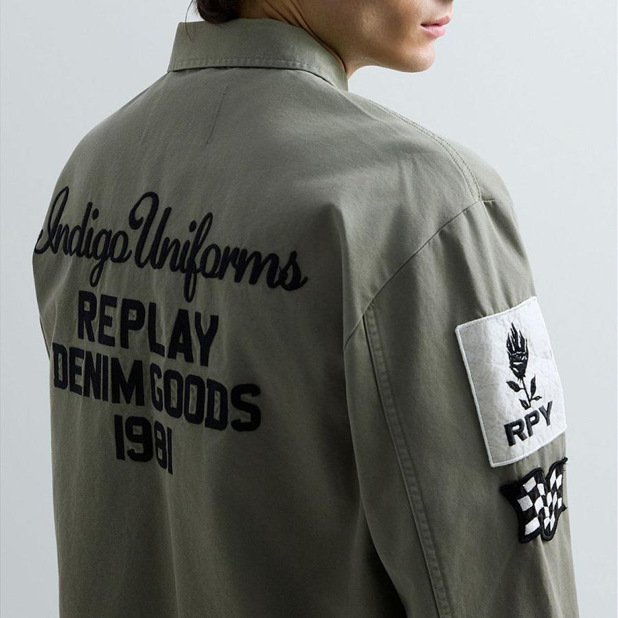 リプレイ ジャケット  バイク ウェア アウター REPLAY COTTON TWILL JACKET WITH PATCHの画像