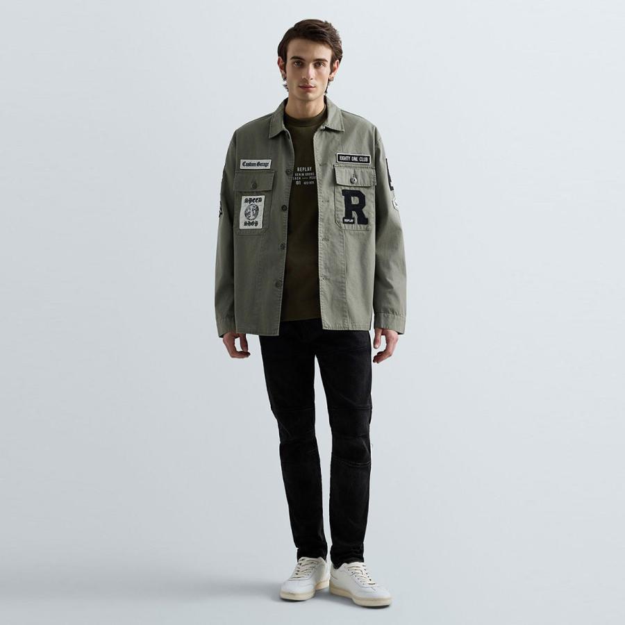 リプレイ ジャケット  バイク ウェア アウター REPLAY COTTON TWILL JACKET WITH PATCHの画像