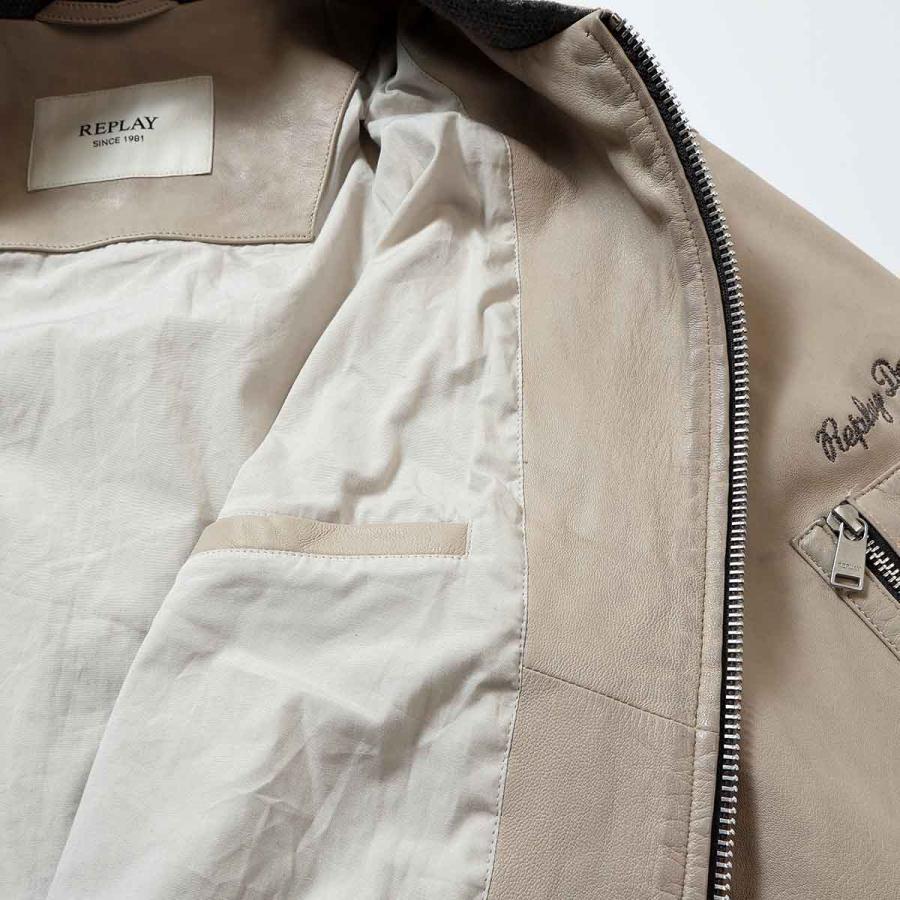 リプレイ ラムレザーボンバージャケット バイク ウェア アウター REPLAY LAMB LEATHER BOMBER JACKETの画像