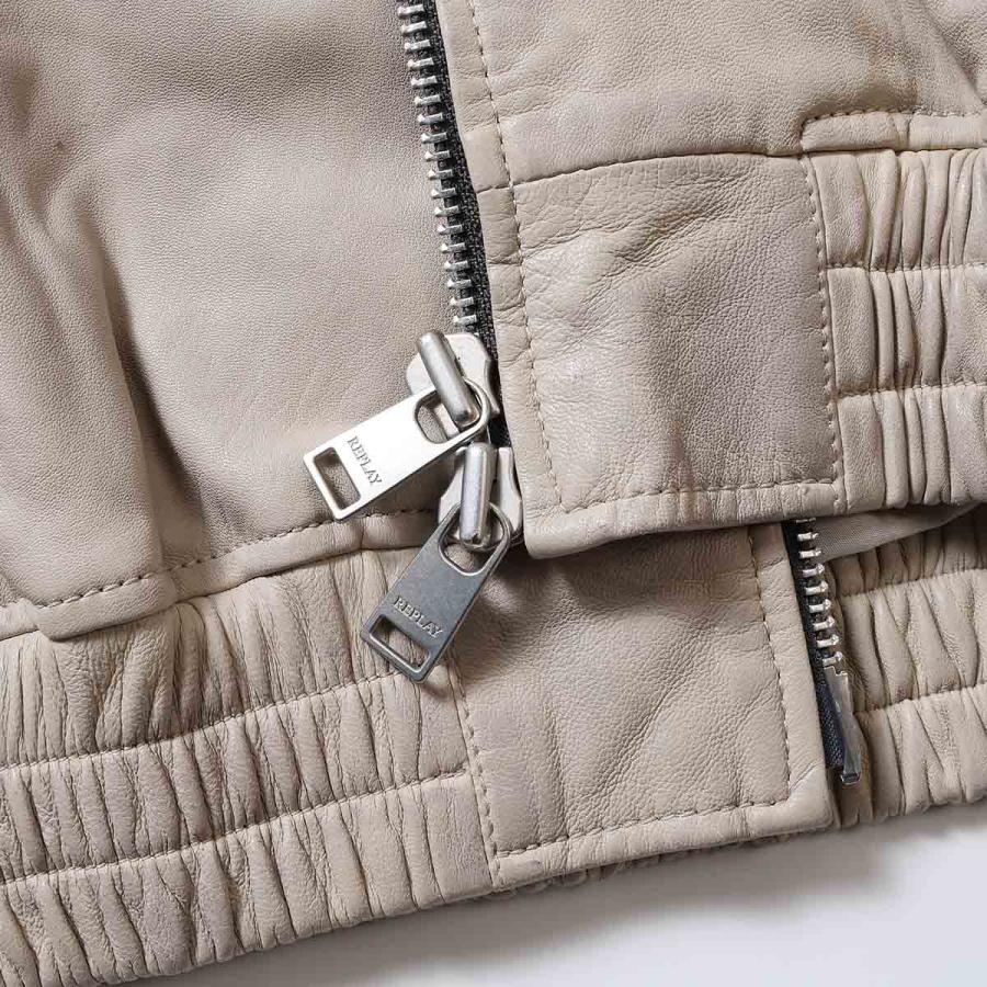 リプレイ ラムレザーボンバージャケット バイク ウェア アウター REPLAY LAMB LEATHER BOMBER JACKETの画像