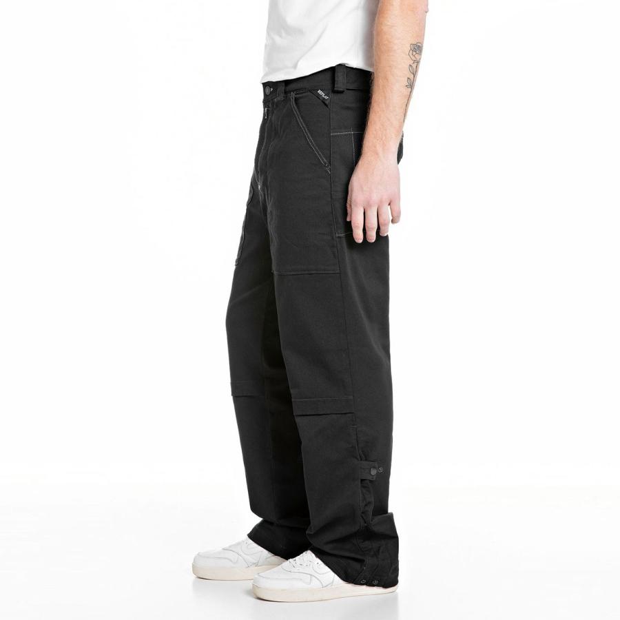 リプレイ ワイドフィット ARLON ブラックデザインデニム バイク ウェア パンツ REPLAY RELAXED FIT BLACK COMFORT DENIMの画像