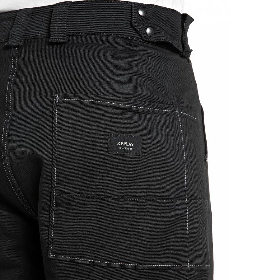リプレイ ワイドフィット ARLON ブラックデザインデニム バイク ウェア パンツ REPLAY RELAXED FIT BLACK COMFORT DENIMの画像