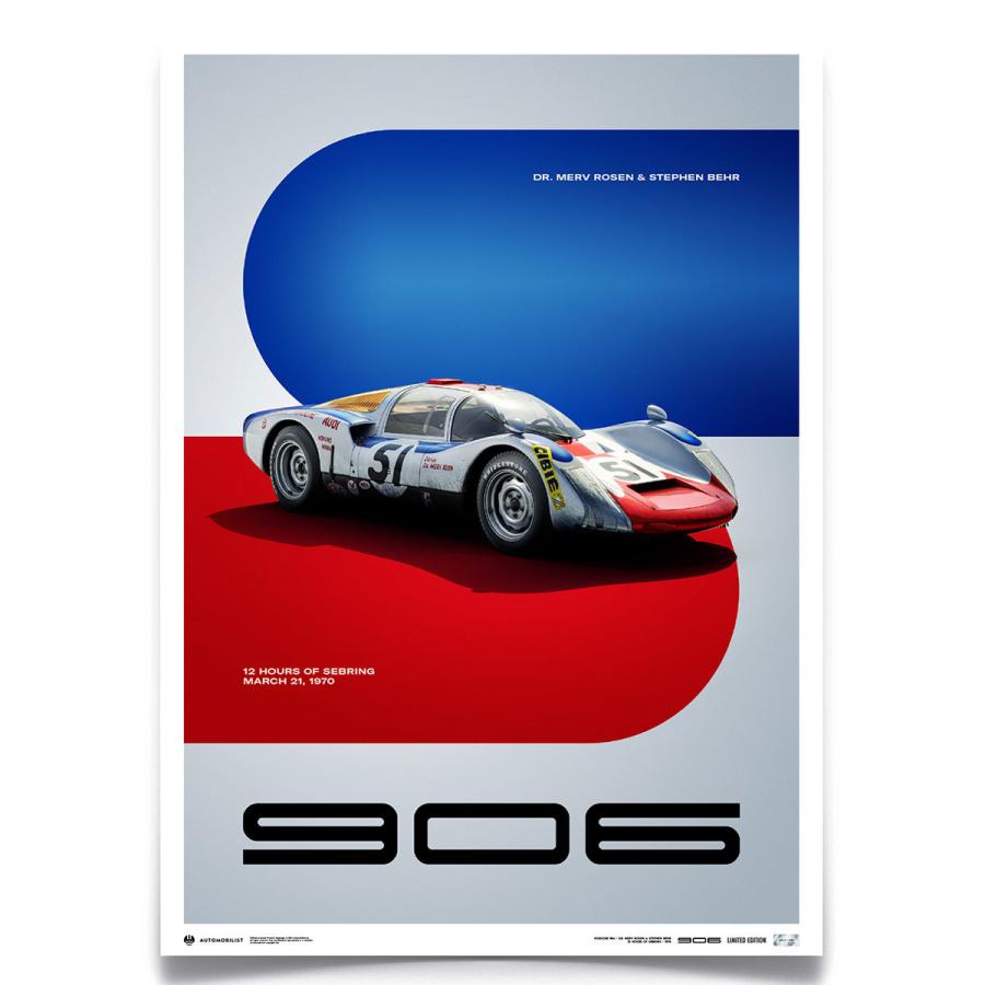 ポスター ポルシェ 906 セブリング12時間レース 1970 リミテッド