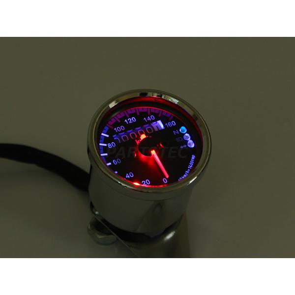 機械式 バイク 160km スピードメーター ブラック LED インジケーター