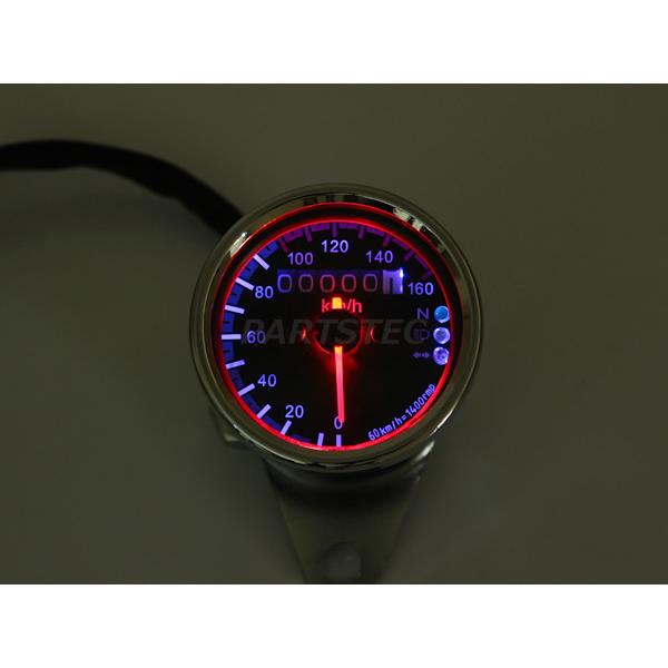 機械式 バイク 160km スピードメーター ブラックパネル LED