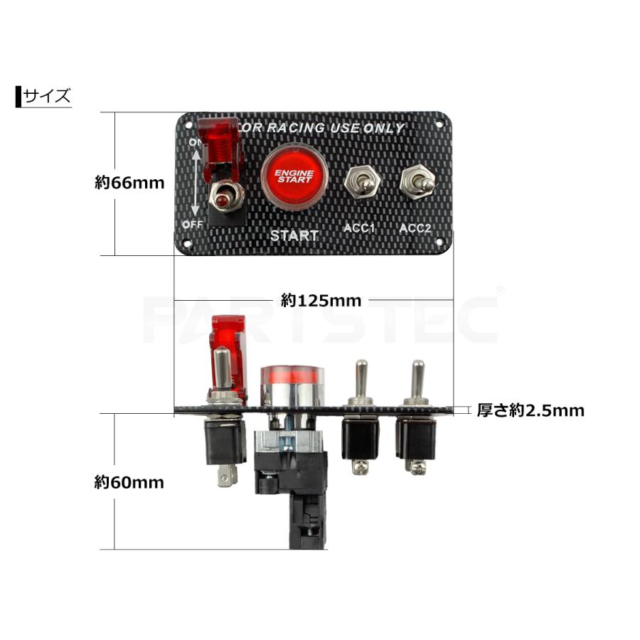 カーボン柄 レーシングスイッチ パネル 2連 スタータースイッチ