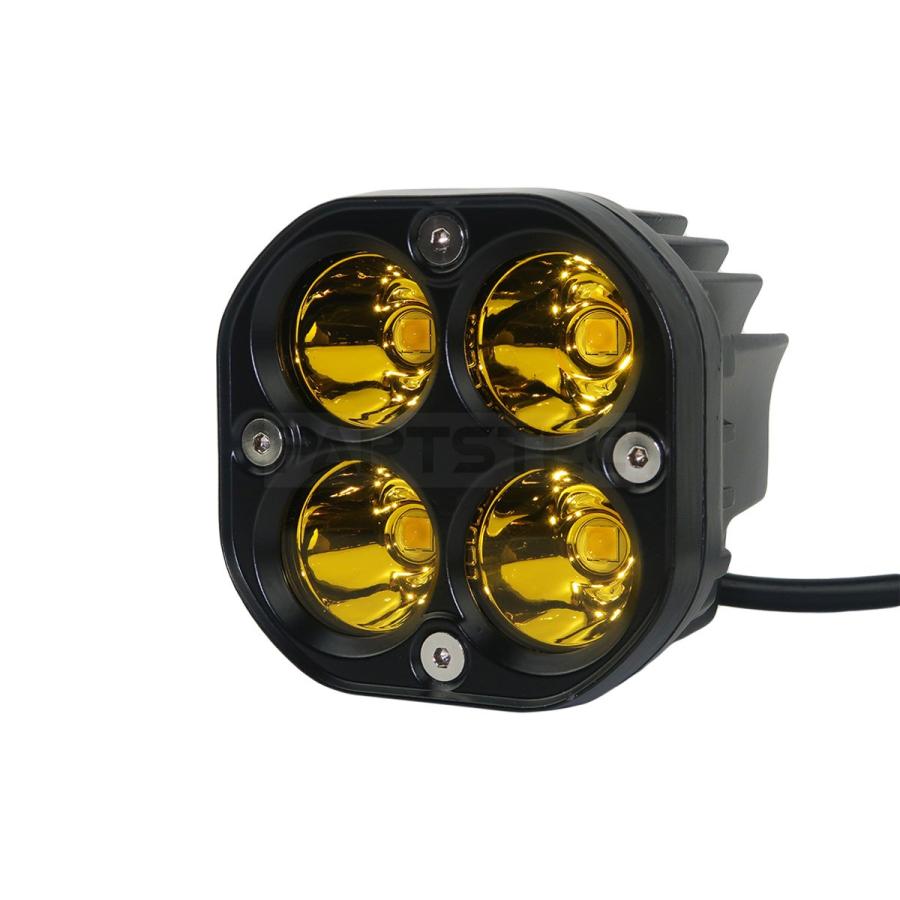 12V LED ワークライト 黄色 2個セット + ワイヤレスリモコン付 リレー ハーネス 40W 作業灯 路肩灯 投光器 トラック / 147-127x2+146-43｜motorpower5｜03