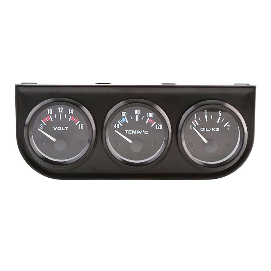 汎用 3連メーター パネル 電圧計 水温計 油圧計 52mm トリプル  