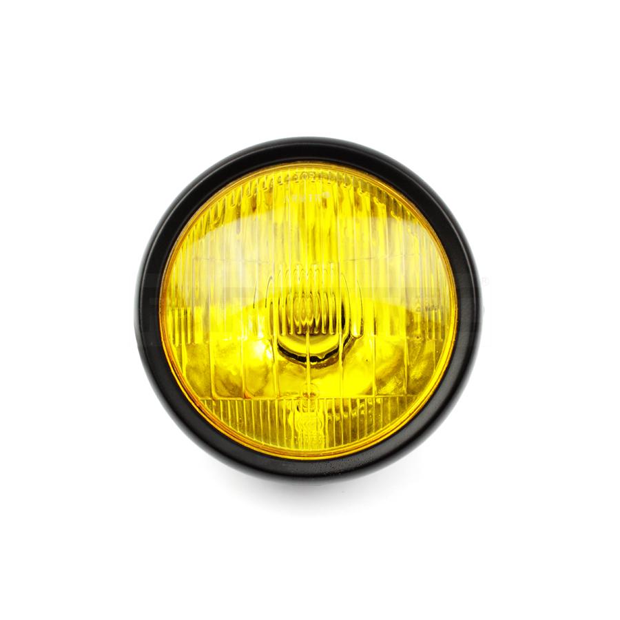 12V 汎用 5.5インチ ヘッドライト イエローレンズ メッシュ ストーン