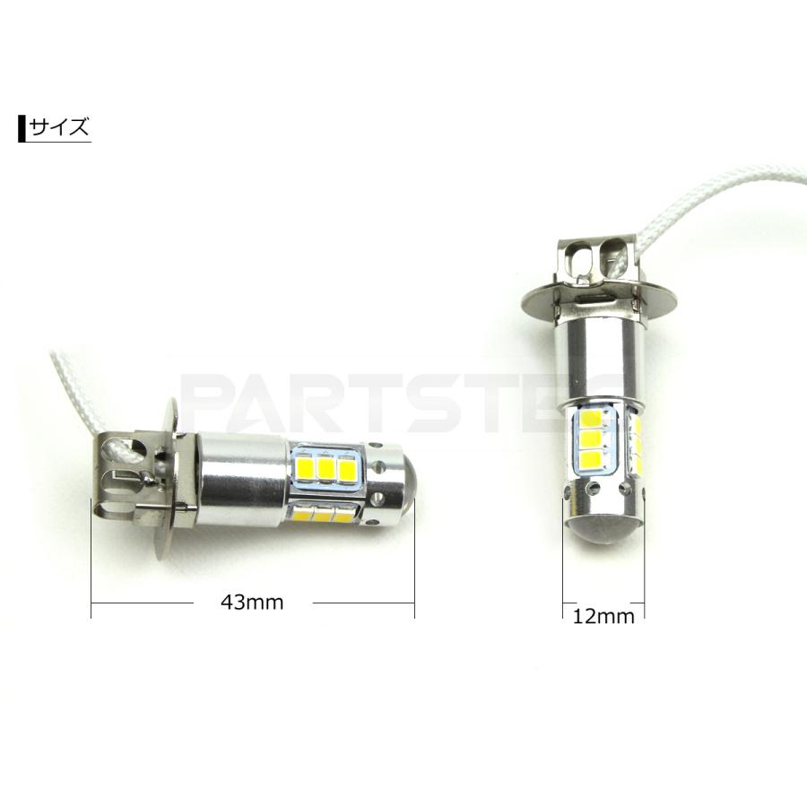 H3 LED ショート フォグ バルブ 黄色 イエロー プロジェクター レンズ