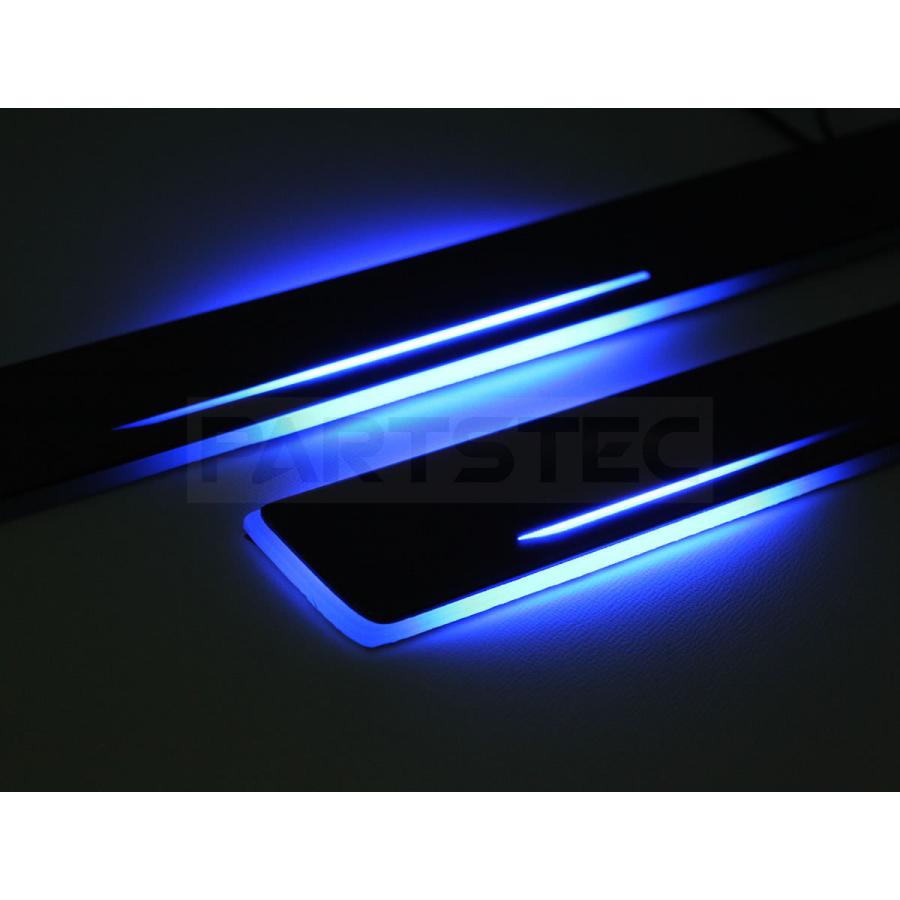 クラウン 180系 200系 210系 流れる LED スカッフプレート ブルー 4枚