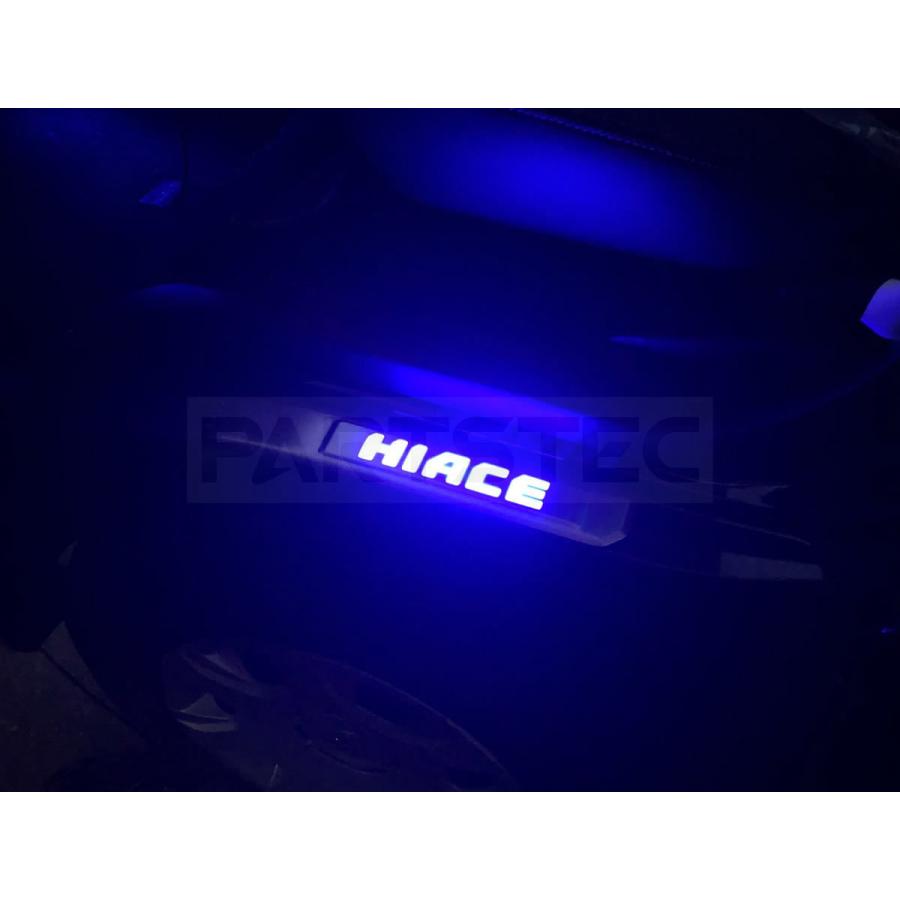 ■ハイエース 200系 フロント スカッフプレート LED フェンダーカバー 黒 ステンレス 青 1型〜6型 ブラック ブルー /103-14 M-1