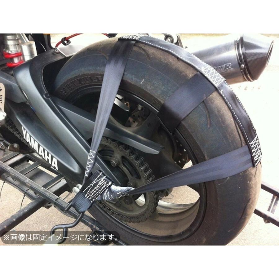 バイク タイヤ ホイール 固縛 タイダウン ストラップ レッド/赤 積載車