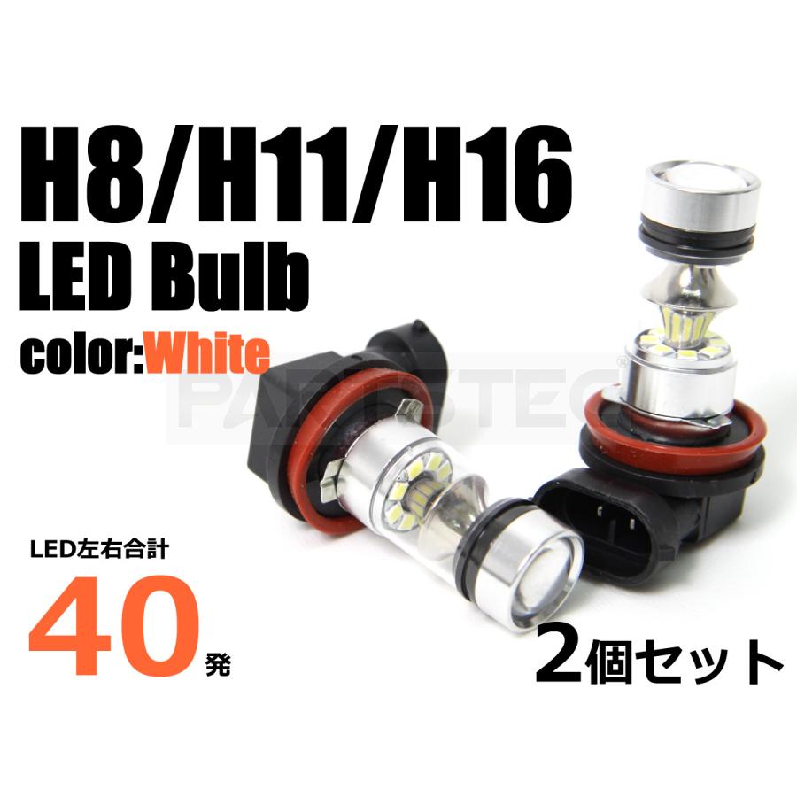 プリウス H8/H11/H16 LED フォグ ランプ バルブ 6000K ホワイト 2個 