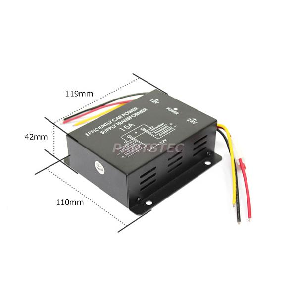 15A 24V→12V デコデコ コンバーター DC-DC 電圧変換器 + オーディオ