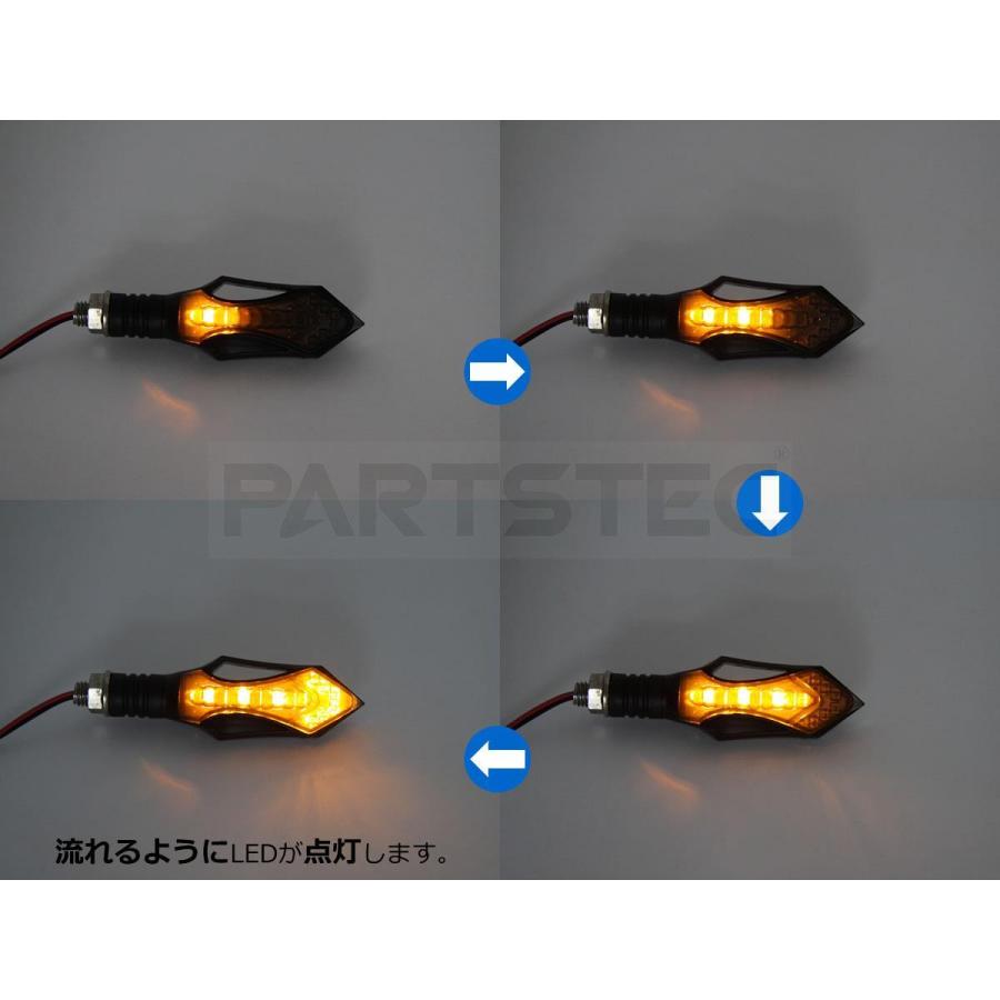 □汎用 バイク LED シーケンシャル 流れる ウインカー 2個 スモーク