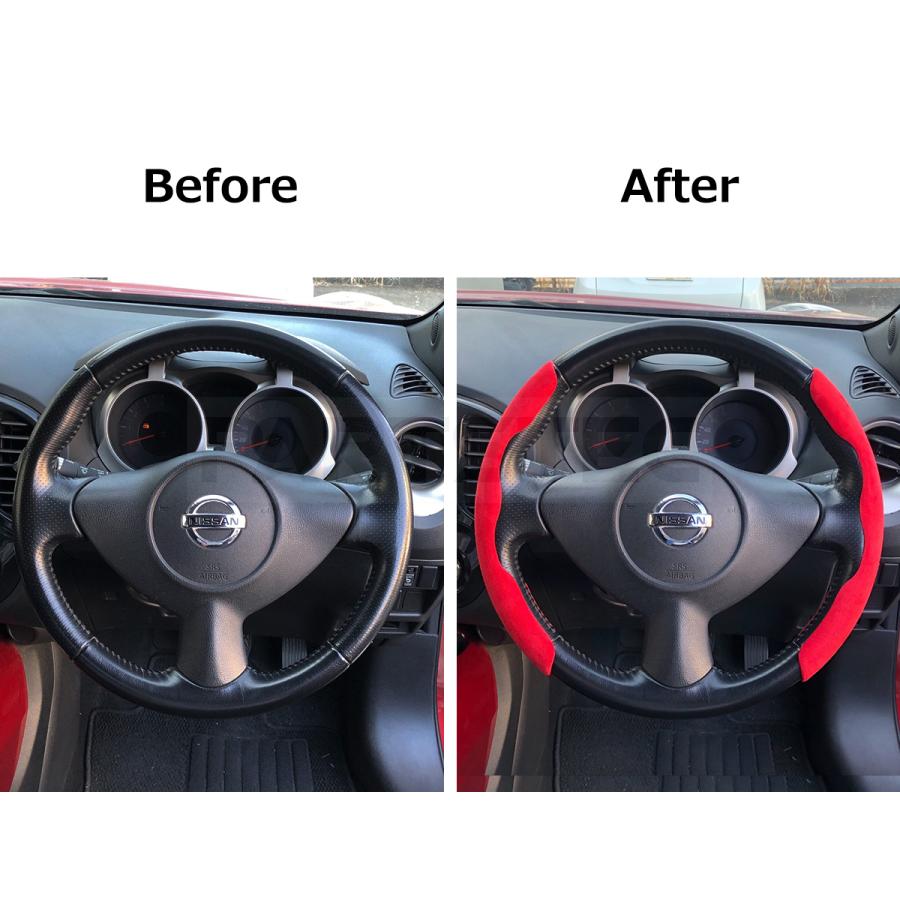 ハンドルカバー ステアリングカバー レッド アルカンターラ調