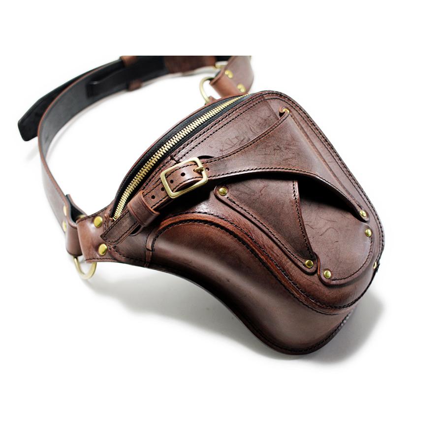 MOTOR ROCK × GAHO レザーバッグ Type C バーガンディー (MR-GO003C