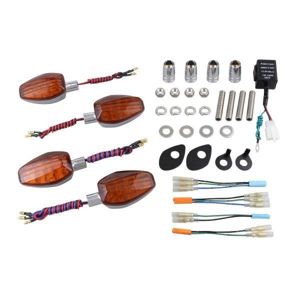 CB400SF(2004-2005/2008-2016) 用 ライトウェイトLEDウインカー車種別KIT メッキボディ/オレンジレンズ｜ポッシュフェイス/POSH
