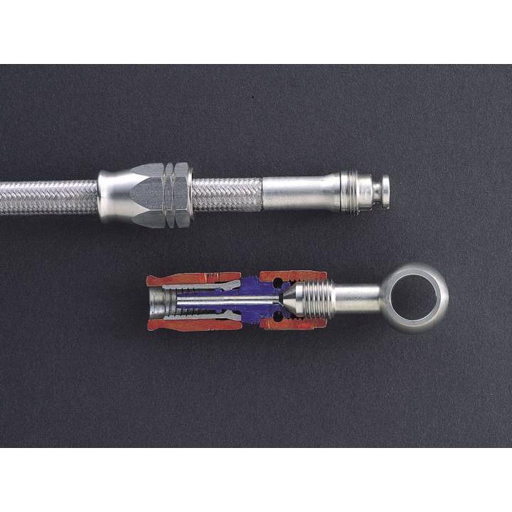 汎用 ステンメッシュ・ブレーキホース Mタイプ(フルステンレス/クリア) 130cm｜ハリケーン