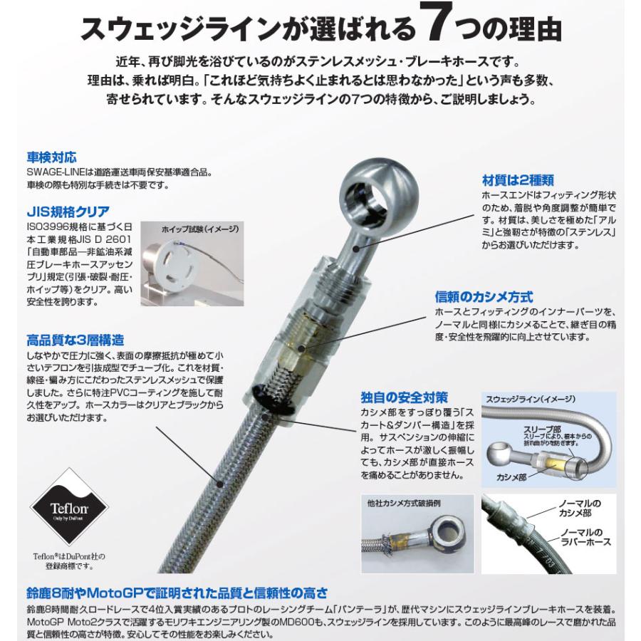 SWAGE-LINE - CBR954RR(02-03)用ステンメッシュ・フロントブレーキホース(ステンレスフッティング)｜スウェッジライン/SWAGELINE