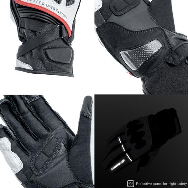 コミネ GK-854 レザープロテクトウォームグローブHG Black-Red_3