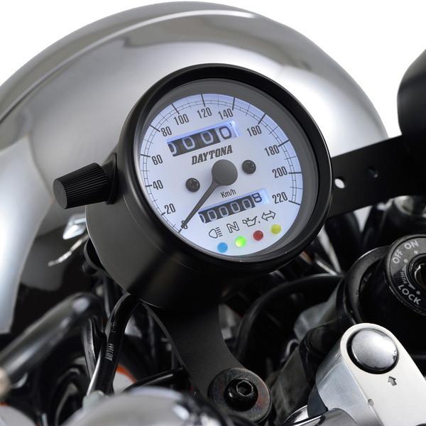 デイトナ バイク用 機械式スピードメーター F60 ホワイトled照明 2km H ブラックボディ ホワイトパネル インジケーター付き 二輪用品店 Motostyle 通販 Paypayモール