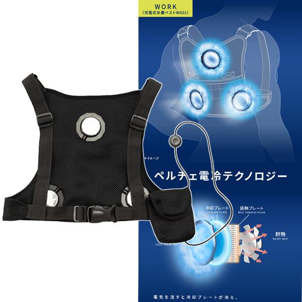 FREEZE TECH 氷撃 ブラック ペルチェベスト W001 FREEZE TECH(フリーズテック) 氷撃 + 充電式氷嚢ベスト ブラック