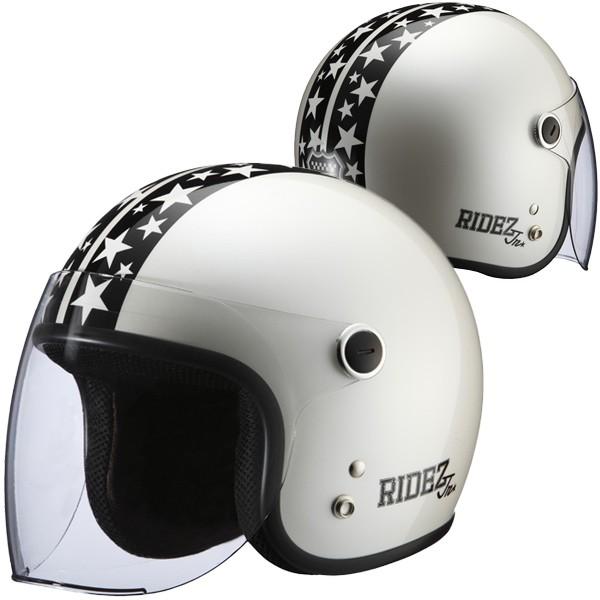 RIDEZ Jr STAR キッズサイズ ジェットヘルメット 人気ブレゼント! パールホワイト8 お金を節約 スター 660円