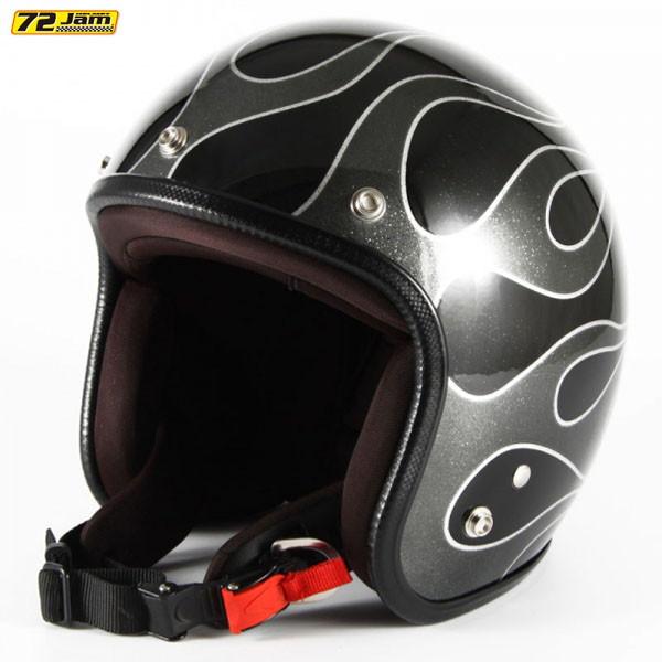 72JAM JET HELMET 72JAM Helmet JCP-42 FLAMES ブラックフレークベース