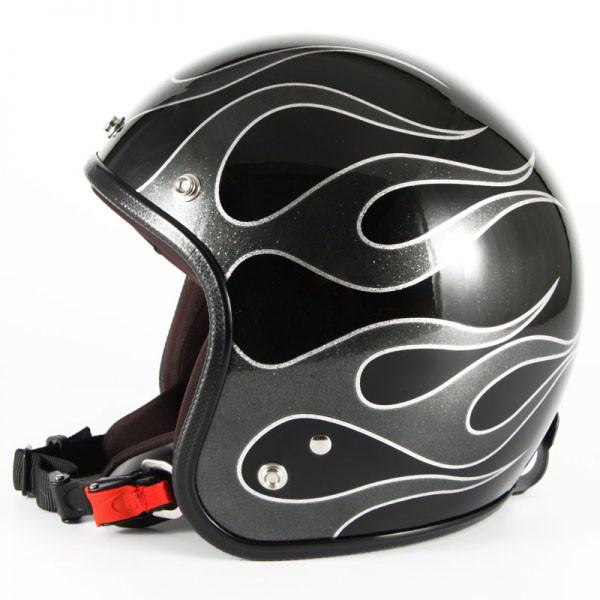 72JAM JET HELMET 72JAM Helmet JCP-42 FLAMES ブラックフレークベース