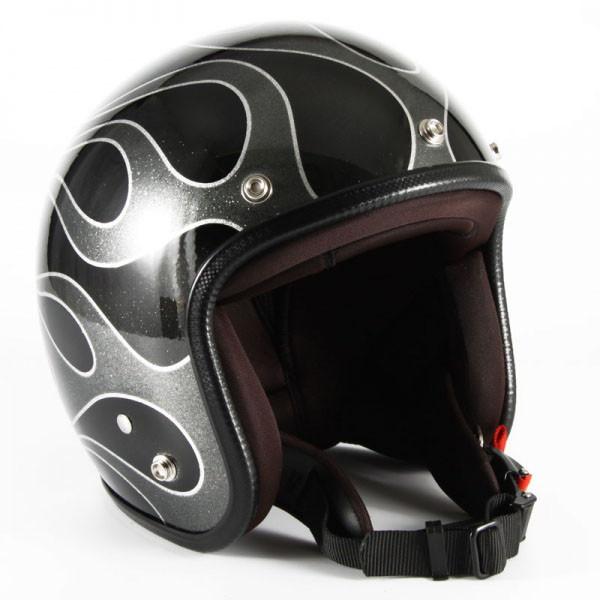 72JAM JET HELMET 72JAM Helmet JCP-42 FLAMES ブラックフレークベース