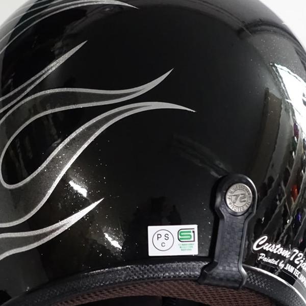 72JAM JET HELMET 72JAM Helmet JCP-42 FLAMES ブラックフレークベース