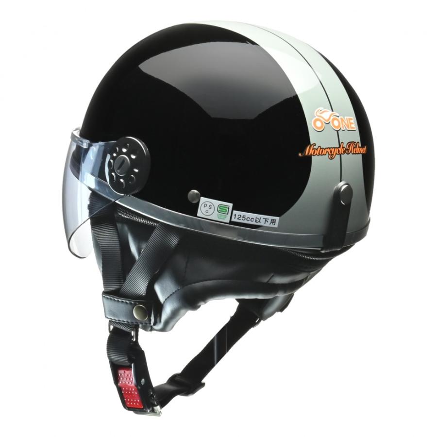 リード工業 O-ONE オワン シールド付き ハーフヘルメット BK/SV : 二輪