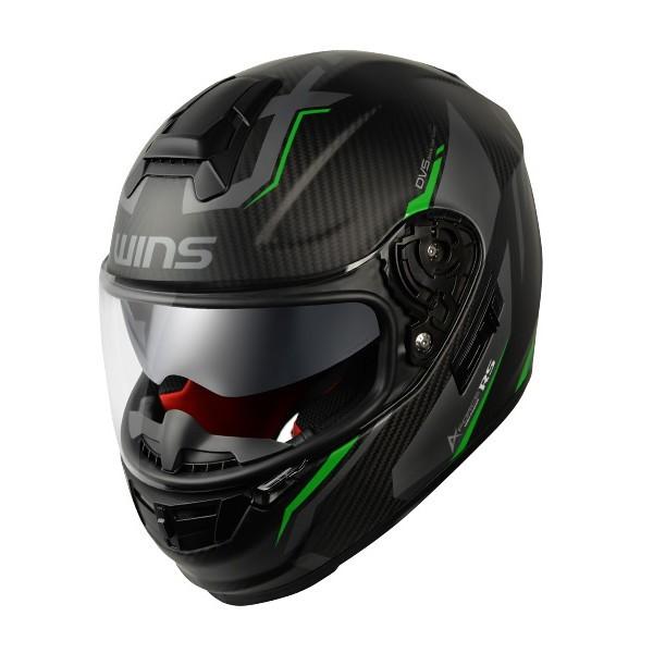 WINS（ウインズ） A-FORCE RS FLASH カーボン×ネオングリーン フルフェイスヘルメット 二輪用品店 MOTOSTYLE