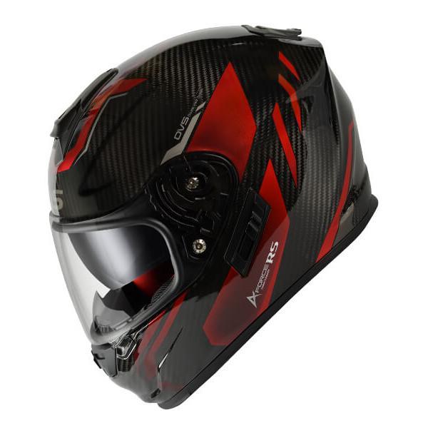 WINS（ウインズ） A-FORCE RS FLASH typeC カーボン×アイアンレッド フルフェイスヘルメット スモールシェルの画像
