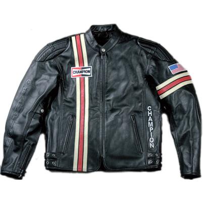 ビンテージ　Lサイズ　チャンピオン　Champion　レザーライダースジャケット チャンピオン CLW-J61 ハイウェイレザーズ レザージャケット : 二輪